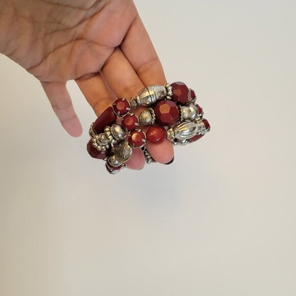 Chunky Red Beaded Bracelet - Picture 3 of 7